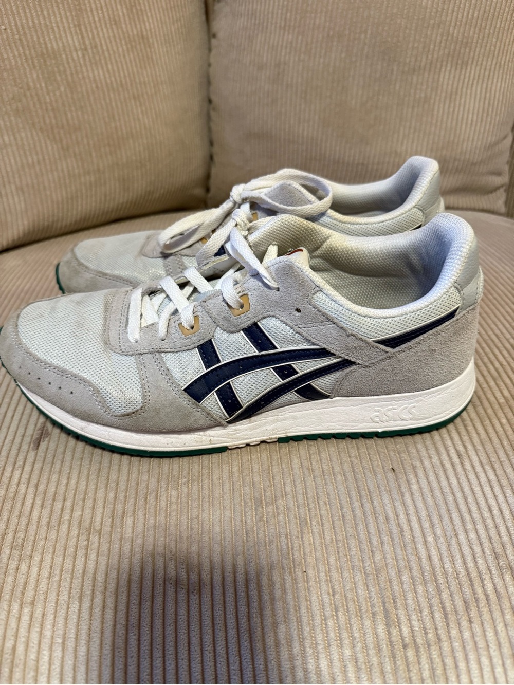 ASICS Light Gray and Navy Retro Runner Sneakers